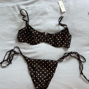 Inamorata brown polka dot bikini set